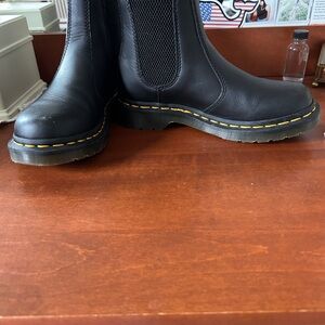 Dr. Martens Black Ankle Boots with Yellow Stitching